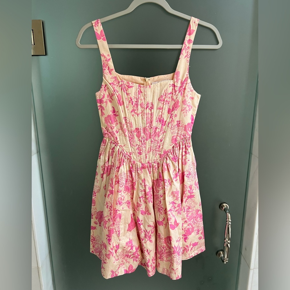 Olivaceous Pink Floral Mini Dress